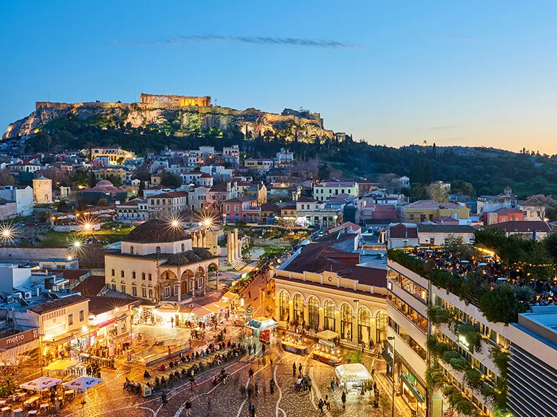 athens plaka night